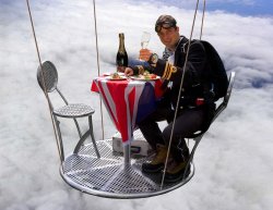 Bear Grylls is having lunch alone at 25,000 ft