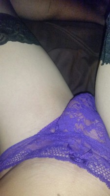 sissyboi75:  Sleeping in my wifes pink lace panties and stockings tonight x