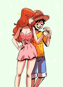 leileidraws: Luffy and Nami 