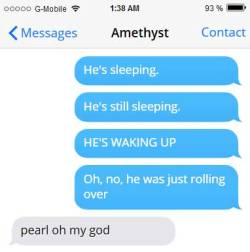 She likes to send out live updates while watching Steven sleep,