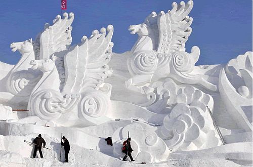 littlelimpstiff14u2:  Harbin International Ice and Snow Sculpture Festival  In 2001, Harbin Ice Festival was merged with Heilongjiang International Ski Festival and got its new formal name China Harbin International Ice and Snow Sculpture Festival. The