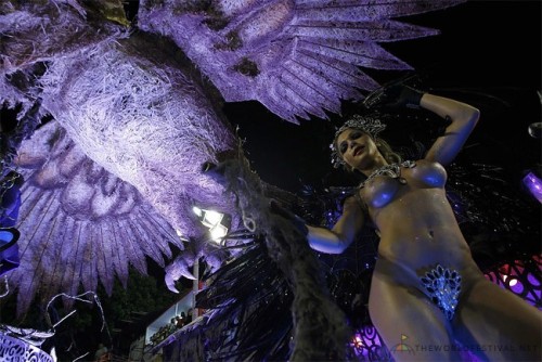   Rio Carnival Brazil 2014, via The World Festival.    Members of the Samba school Grande Rio perform during the first day of the parade in the sambodromo in the carnival of Rio de Janeiro, Brazil, 02 March 2014. (Photo by Marcelo Sayao/EPA)  