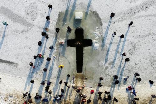 speciesbarocus:A cross-shaped ice hole during celebrations of