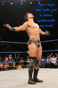 wrestlingssexconfessions: Can I have him with just a ribbon underneath