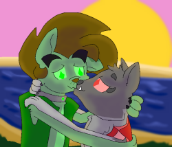 ask-wisp-the-diamond-dog:Wisp:  Ahh, what a lovely sunset. Scoria: