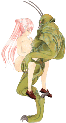 Cute lolicon hentai school girl getting raped by cricket monsterâ€™s cock in an animated gif from the erotic game Fighting Girl Mei.