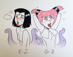 pinupsushi:  Raven: E2 / Jinx: G2  Another 2-fer to end the day.