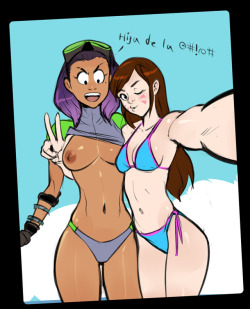 xizrax:sketch commission of Dva and Sombra Shanenigans 