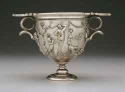theancientwayoflife:~ Two-handled cup (skyphos) with Bacchic