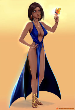 Pharah Blue Dress - FanArt by Silver-wingx 