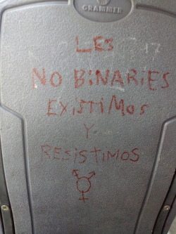 queergraffiti:  “Us non-binary people exist and resist” 