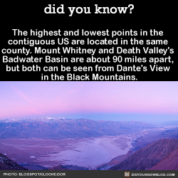 did-you-kno:  The highest and lowest points in the  contiguous