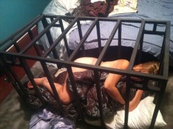 humbledcunt:  Slave cage. 