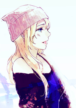 lilaccu:  Eli with beanie hat <3 ^ ^ @ twitterquick sketch