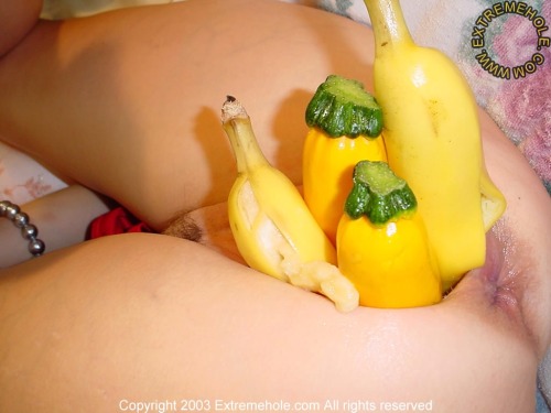 She starts with one….pretty soon, she has the whole produce section in her.
