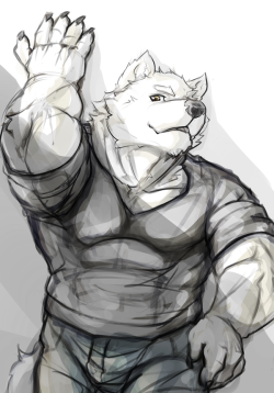 ralphthefeline:  Just some canine dude leaning on the wall. Drew