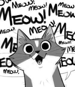 dailycatdrawings:  681: Meow! My cat Gaston talks a lot.  A.