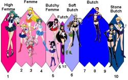 genderqueermercury: A sapphic type scale of all the Sailor Senshi