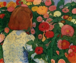 aestheticgoddess:Girl with Flowers, Cuno Amiet 1896 