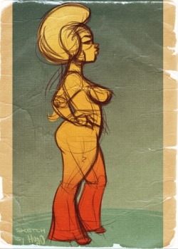 Honney Bee from Black Dynamite - Cartoon PinUp sketch.Damn, I