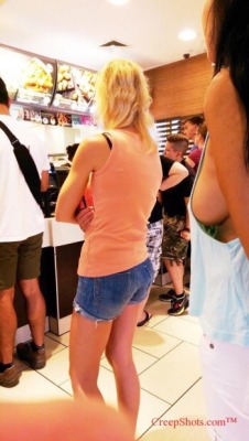 creepshots:  Side boob comes with a #5.  Two creepshots by @alldayicreep