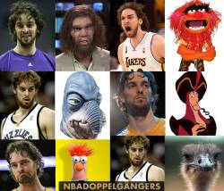 nbadoppelgangers:  Pau Gasol’s Many Faces