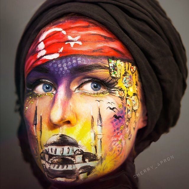 <p>We are loving this design  from @cherry_apron<br/>
Day 22 “ Countries” Turkey, Istanbul  #31daysoffaceart  #31daysoffaceartchallenge #mua #makeup #mehron  #makeuprevolution #makeup #makeupart #istanbul #mehrongirl #makeupdolls #makeupmafia #makeuplook #makeuplove  #dupemag #feature_my_stuff #feature_my_makeup_art #featuremuas</p>