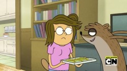 cartoonobsessing:  Rigby is so cute when he flirts with Eileen