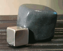lolsofunny:  Magnetic putty engulfs piece of metal.       