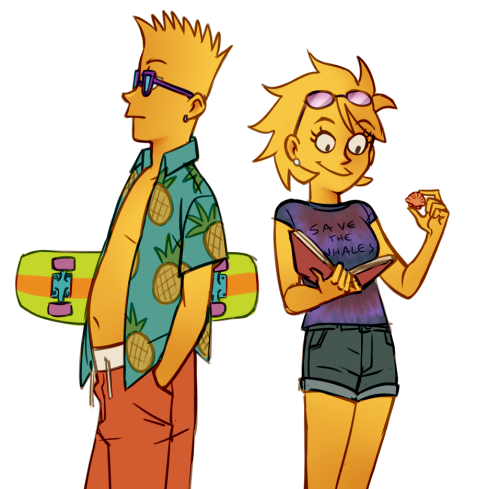 springfieldblues: bart and lisa at da beach this is an old doodle