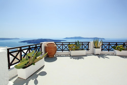 socialfoto:  Patio overlooking Aegean Sea, Santorini Island by