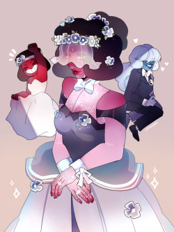 sutefudraws: Tried to draw Garnet with their wedding outfits