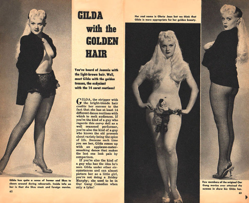 GILDA with the GOLDEN HAIR Gilda (aka. Shirley Jean Rickert Measures) is profiled in an article which appeared in the May ‘57 issue of ‘VUE’ magazine; a popular 50’s-era Men’s Digest..