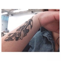 bride-of-chuckyy:Geometric Feather tattoo #second #tattoo #feather