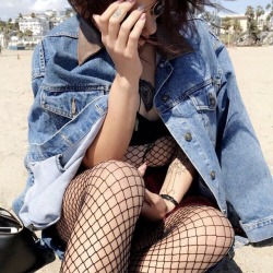 fishnets on the beach