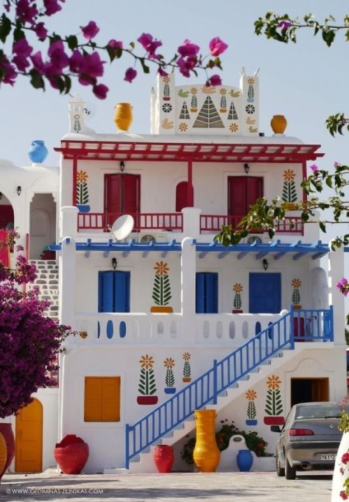 asylum-art:  Â The Most Beautiful And Colorful HousesÂ   1. Istanbul, Turkey 2. Mykonos, Greece  3. Rainbow House In Brooklyn 4. Rainbow House In Usa  5. ZamoÅ›Ä‡, Poland  6. Colorful House In Nippes, Cologne, Germany 7.Carabanchel 24 Building In Madrid,