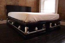 Coffin bed made from steel coffins