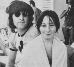 george-harrison-marwa-blues:  Julian Lennon with dad, John during