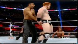 Looks like Sheamus moved Jinder&rsquo;s hands there, he must like having his ass grabbed =p