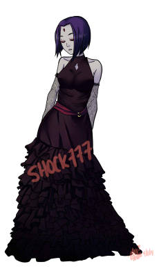 shock777:so I drew this picture of raven in a really pretty ballgown