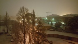 it has been snowing all night, so nICE it never snows here