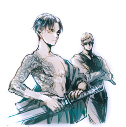 xyzoo:  Requested :D yakuza levi and lawyer erwin 