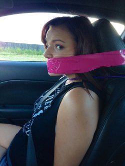 gagged4life:  Most car bondage shoots are designed so the damsel/s
