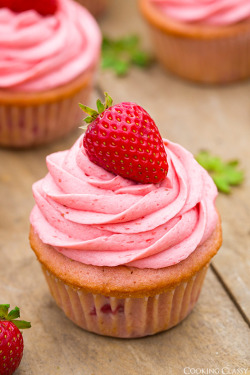 do-not-touch-my-food:  Strawberry Cupcakes with Strawberry Buttercream