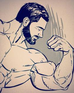 inkollo:  Today’s sketch - Samson flexing his big biceps. http://www.inkollo.com