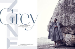 lamusenoire:   Grey Zone:The Lovely Herieth Paul for the September 2013 edition of Fashion Magazine Photos:Chris Nicholls.  Stylist: Zeina Esmail Makeup/Hair: Tony Masciangelo  