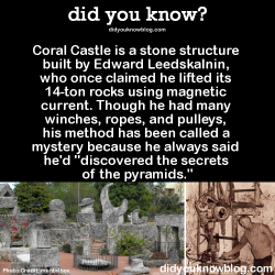 did-you-kno:  Coral Castle is a stone structure built by Edward