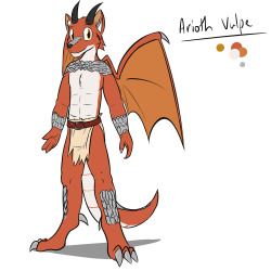 Ref Sheet of Arioth Vulpe and his fox-dragon hybrid.