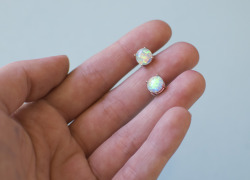 space-grunge:  fire opal stud earrings