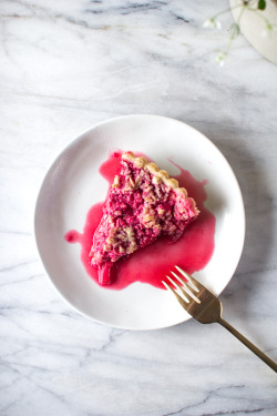 food52:  Tickled pink.Raspberry Rhubarb Tart via Flourishing